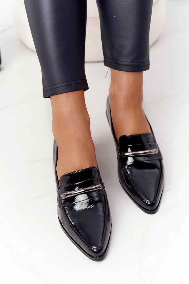 Eleganckie Mokasyny S.Barski Premium Lakierowane Czarne