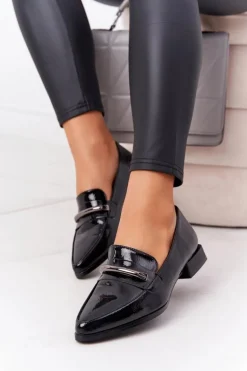 Eleganckie Mokasyny S.Barski Premium Lakierowane Czarne