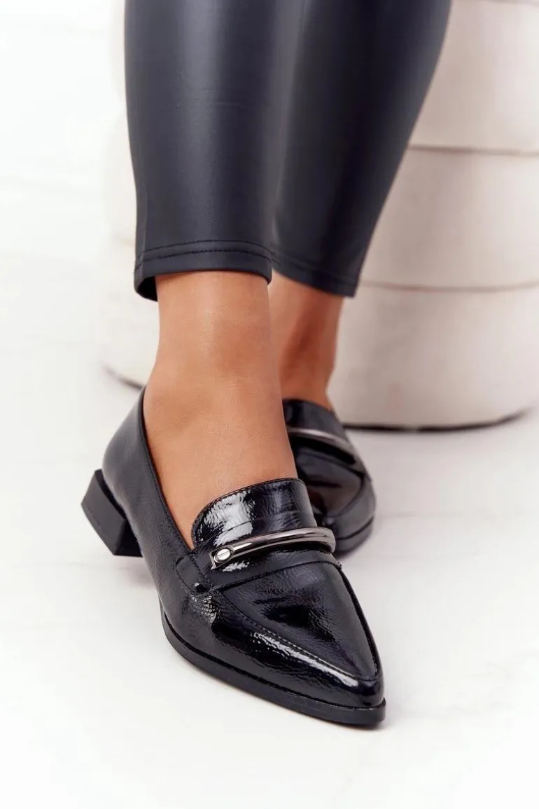 Eleganckie Mokasyny S.Barski Premium Lakierowane Czarne