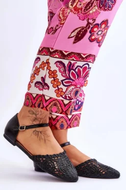 Eleganckie Sandały Damskie Płaskie Czarne Sheia