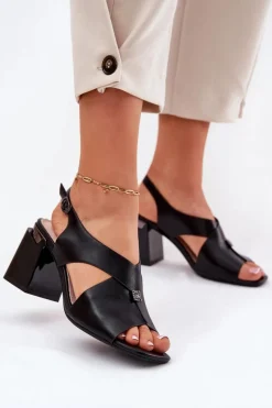 Eleganckie Sandały Damskie Na Słupku Vinceza 62238 Czarne