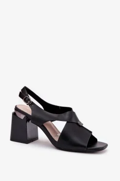 Eleganckie Sandały Damskie Na Słupku Vinceza 62238 Czarne