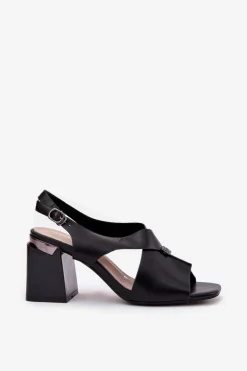 Eleganckie Sandały Damskie Na Słupku Vinceza 62238 Czarne