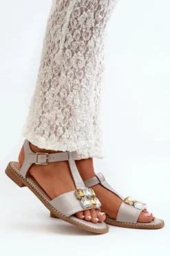 Eleganckie Sandały Damskie Z Ozdobnymi Detalami S.Barski KV27-030 Beżowe