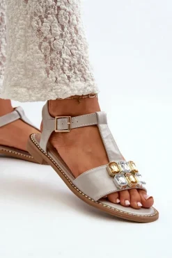 Eleganckie Sandały Damskie Z Ozdobnymi Detalami S.Barski KV27-030 Beżowe