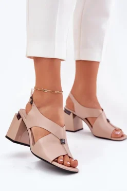 Eleganckie Sandały Damskie Na Słupku Vinceza 62238 Beżowe