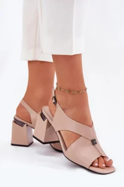Eleganckie Sandały Damskie Na Słupku Vinceza 62238 Beżowe