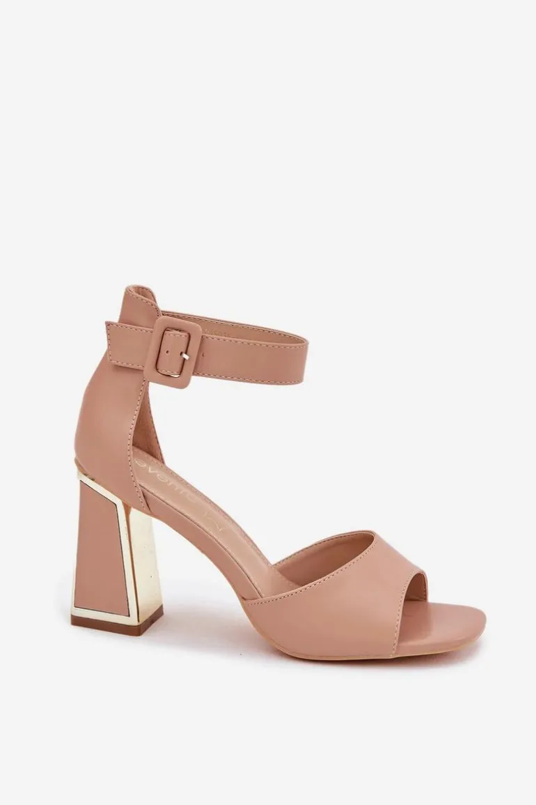 Eleganckie Sandały Damskie Na Słupku Nude Rosazara