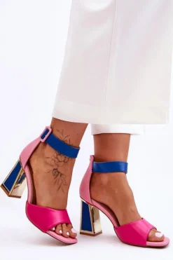 Eleganckie Sandały Na Obcasie Różowo-Niebieskie Sorel