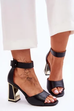 Eleganckie Sandały Na Obcasie Czarne Sorel