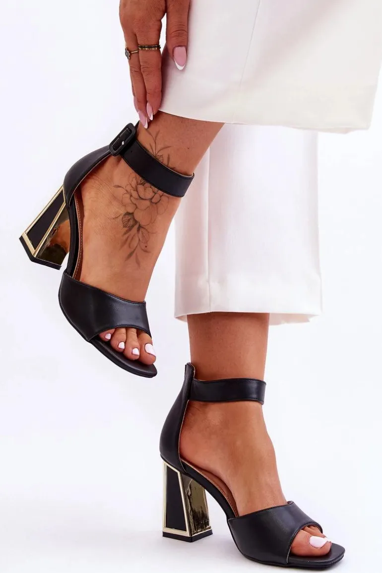 Eleganckie Sandały Na Obcasie Czarne Sorel