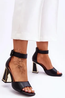 Eleganckie Sandały Na Obcasie Czarne Sorel