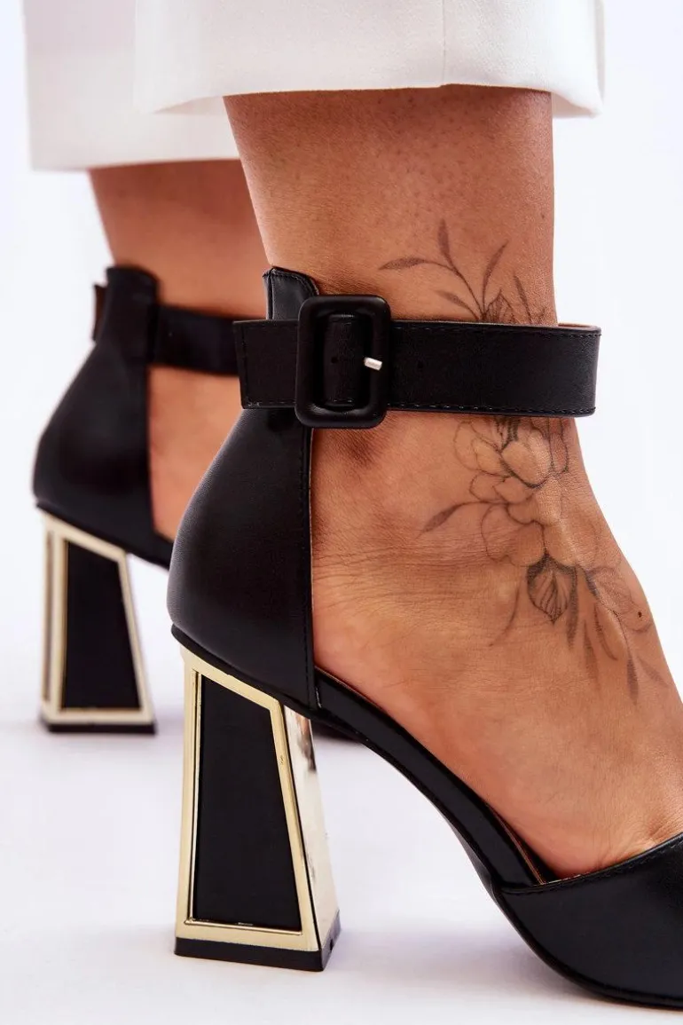 Eleganckie Sandały Na Obcasie Czarne Sorel