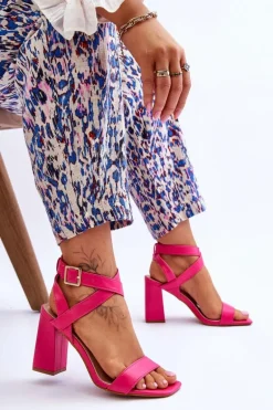 Eleganckie Sandały Na Słupku Fuksja Michele