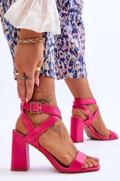 Eleganckie Sandały Na Słupku Fuksja Michele