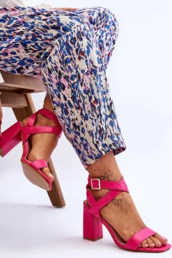 Eleganckie Sandały Na Słupku Fuksja Michele