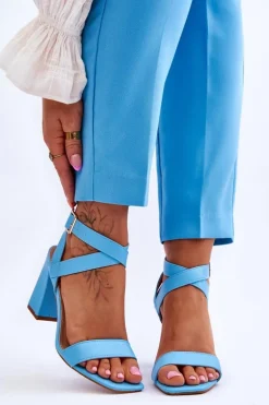 Eleganckie Sandały Na Słupku Jasnoniebieskie Michele