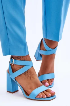 Eleganckie Sandały Na Słupku Jasnoniebieskie Michele