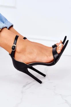 Eleganckie Sandały Na Szpilce Lu Boo Czarne