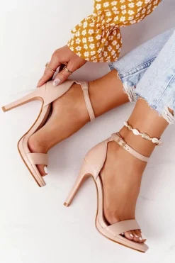 Eleganckie Sandały Na Szpilce Nude Glamour