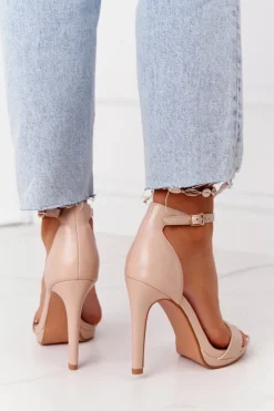 Eleganckie Sandały Na Szpilce Nude Glamour