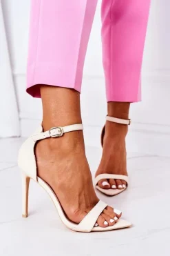 Eleganckie Sandały Na Szpilce Lu Boo Beżowe