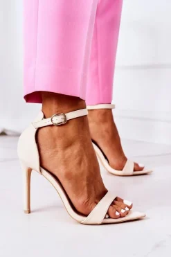 Eleganckie Sandały Na Szpilce Lu Boo Beżowe