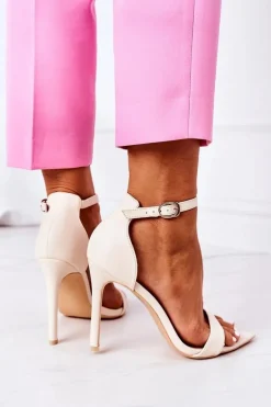 Eleganckie Sandały Na Szpilce Lu Boo Beżowe