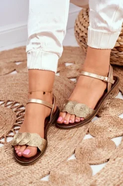 Eleganckie Sandały S.Barski GD-53 Złote