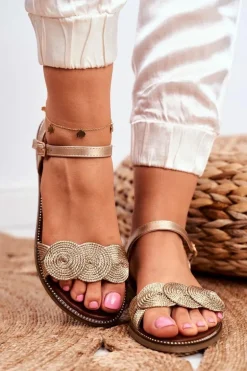 Eleganckie Sandały S.Barski GD-53 Złote