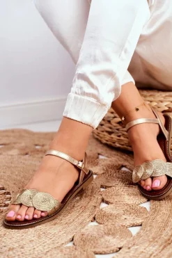 Eleganckie Sandały S.Barski GD-53 Złote