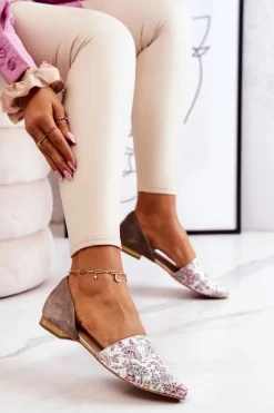 Eleganckie Skórzane Baleriny W Kwiaty Laura Messi 1110 Białe