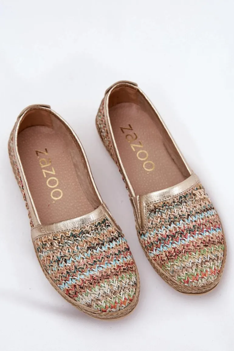 Eleganckie Skórzane Espadryle Z Plecionką Zazoo 10178 Multikolor