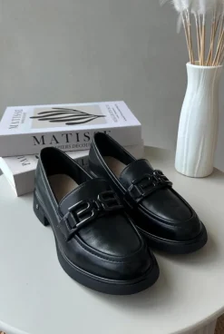 Eleganckie Skórzane Mokasyny Damskie Czarne Triana