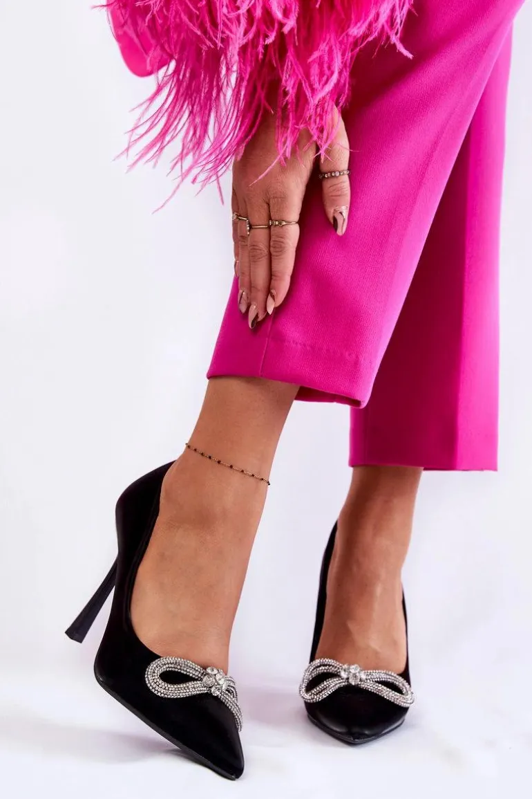 Eleganckie Szpilki Z Kokardą Czarne Alyssa