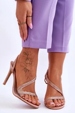 Eleganckie Wsuwane Sandałki Na Obcasie Nude Colima