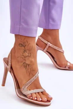 Eleganckie Wsuwane Sandałki Na Obcasie Nude Colima