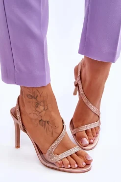 Eleganckie Wsuwane Sandałki Na Obcasie Nude Colima