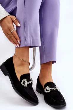 Eleganckie Zamszowe Mokasyny Czarne Aliya