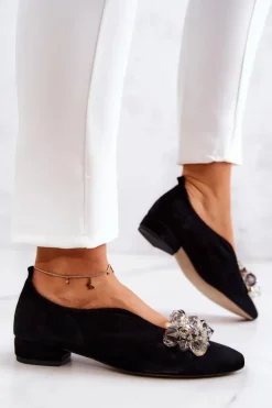 Eleganckie Zamszowe Półbuty Z Ozdobą Czarne McQueen