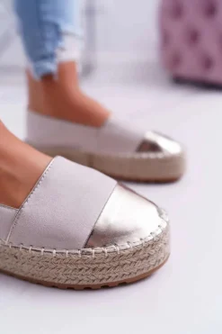 Espadryle Damskie Beżowe Platforma Ringer