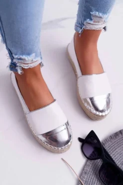 Espadryle Damskie Białe Platforma Ringer