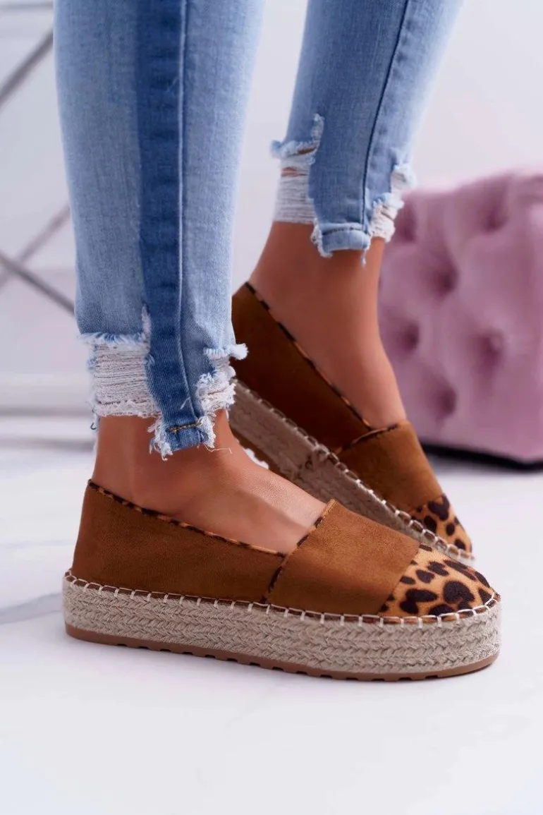 Espadryle Damskie Camel Platforma Ringer