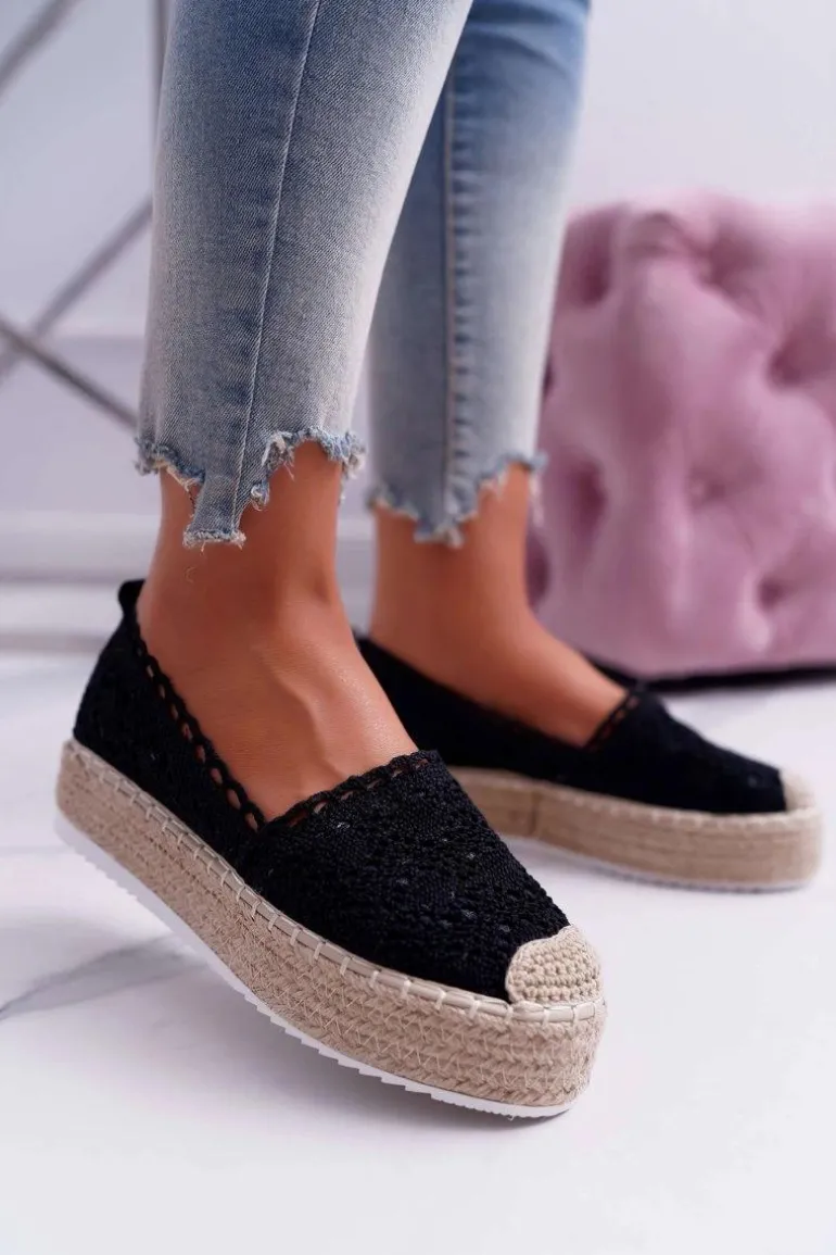 Espadryle Damskie Koronkowe Czarne Lovely Haven
