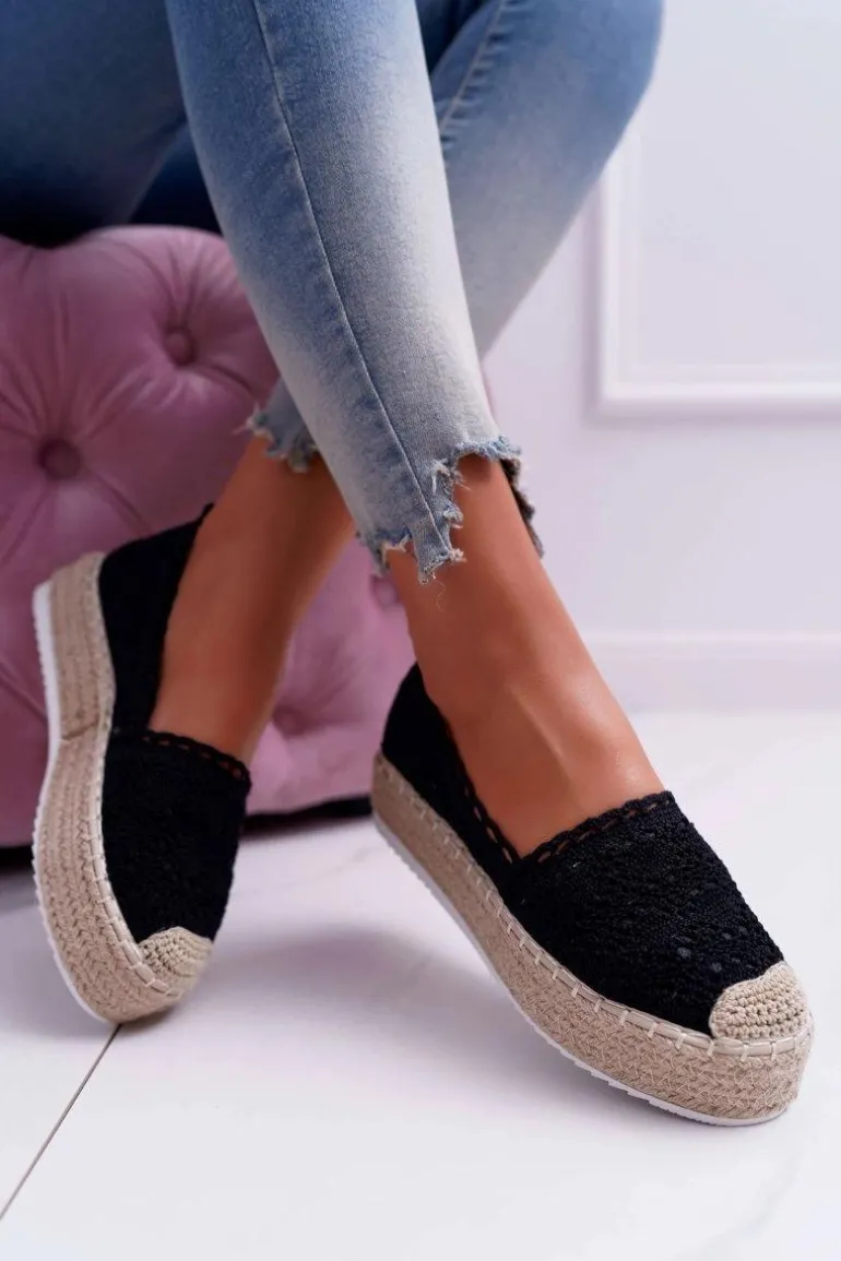 Espadryle Damskie Koronkowe Czarne Lovely Haven