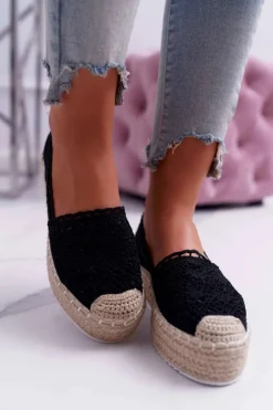 Espadryle Damskie Koronkowe Czarne Lovely Haven