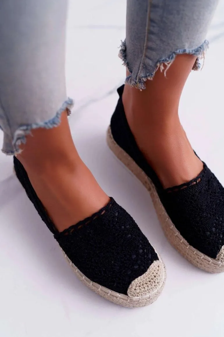 Espadryle Damskie Koronkowe Czarne Lovely Haven