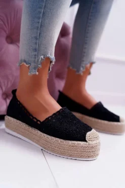 Espadryle Damskie Koronkowe Czarne Lovely Haven