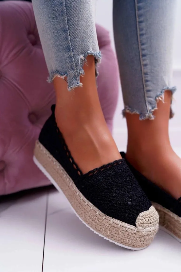 Espadryle Damskie Koronkowe Czarne Lovely Haven