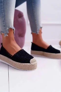 Espadryle Damskie Koronkowe Czarne Lovely Haven